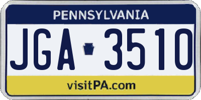 PA license plate JGA3510