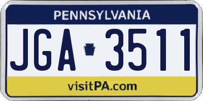 PA license plate JGA3511