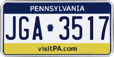 PA license plate JGA3517