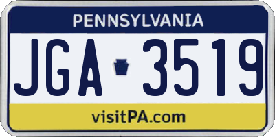 PA license plate JGA3519