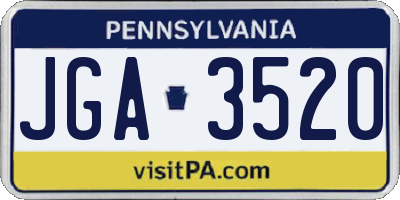 PA license plate JGA3520