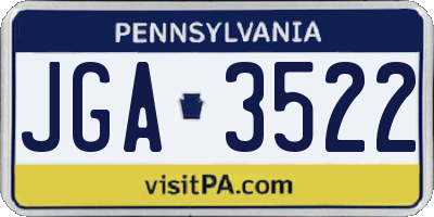 PA license plate JGA3522
