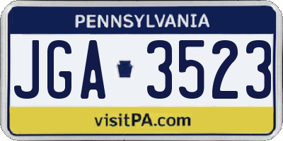 PA license plate JGA3523