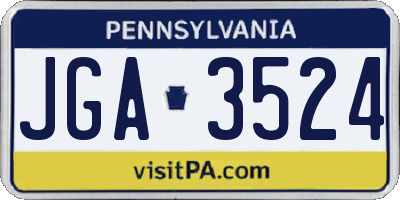 PA license plate JGA3524