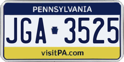 PA license plate JGA3525