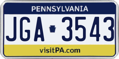 PA license plate JGA3543