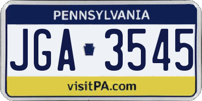 PA license plate JGA3545