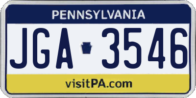 PA license plate JGA3546