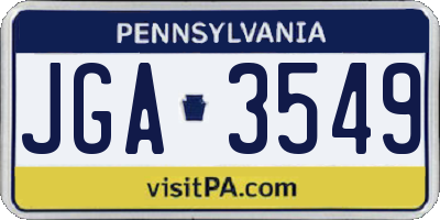 PA license plate JGA3549