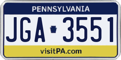 PA license plate JGA3551