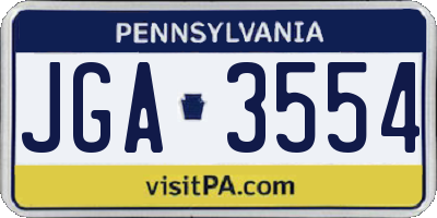 PA license plate JGA3554