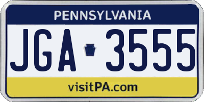 PA license plate JGA3555