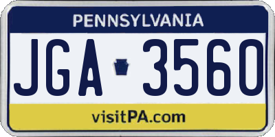 PA license plate JGA3560