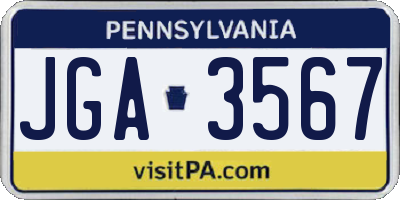 PA license plate JGA3567