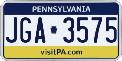 PA license plate JGA3575
