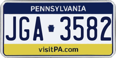 PA license plate JGA3582