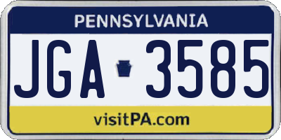 PA license plate JGA3585