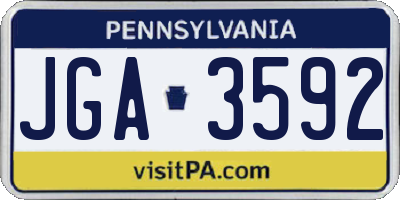 PA license plate JGA3592