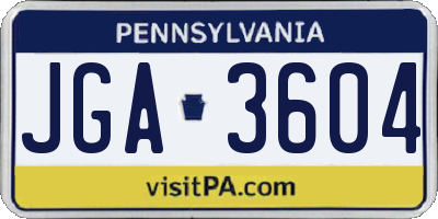 PA license plate JGA3604