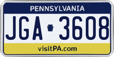 PA license plate JGA3608