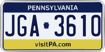 PA license plate JGA3610