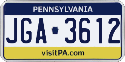 PA license plate JGA3612