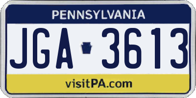 PA license plate JGA3613
