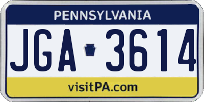 PA license plate JGA3614