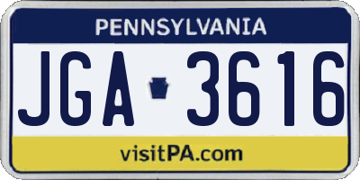 PA license plate JGA3616