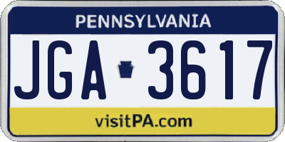 PA license plate JGA3617