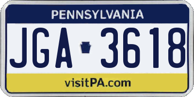 PA license plate JGA3618