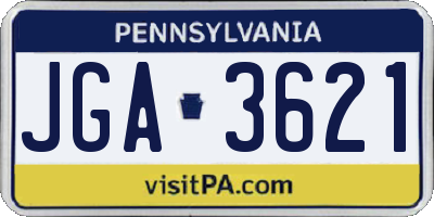 PA license plate JGA3621