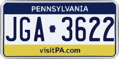 PA license plate JGA3622