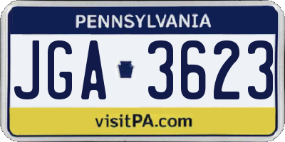 PA license plate JGA3623