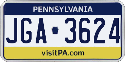 PA license plate JGA3624