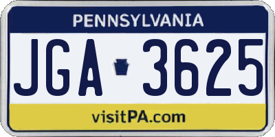 PA license plate JGA3625