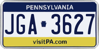 PA license plate JGA3627