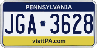 PA license plate JGA3628