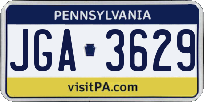 PA license plate JGA3629