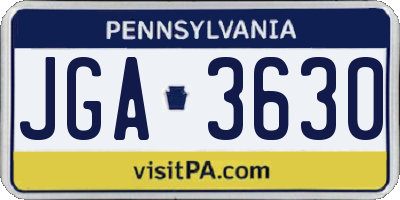 PA license plate JGA3630
