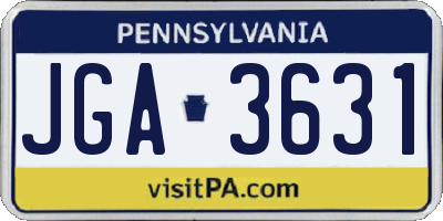 PA license plate JGA3631
