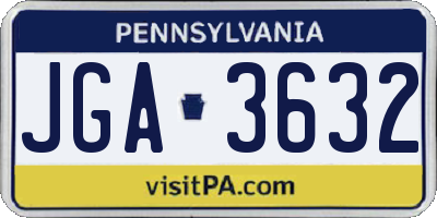 PA license plate JGA3632