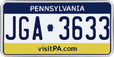 PA license plate JGA3633