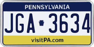PA license plate JGA3634