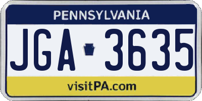 PA license plate JGA3635