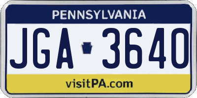 PA license plate JGA3640