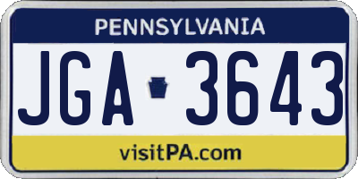 PA license plate JGA3643