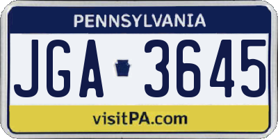 PA license plate JGA3645