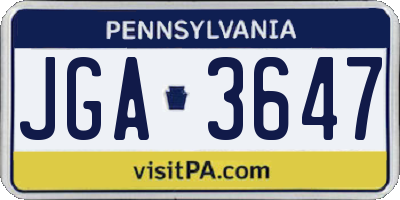 PA license plate JGA3647