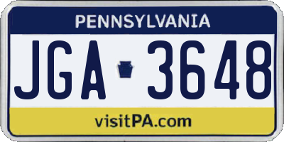 PA license plate JGA3648